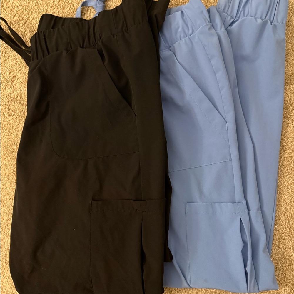 Black and Light Blue Scrub Pants Duo
